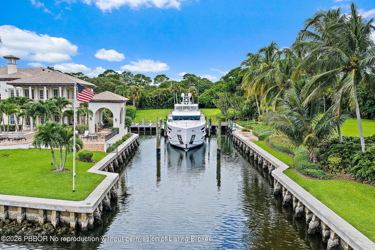 boat is 85', this 'hurricane hole' accommodates + protects mega yacht(s)