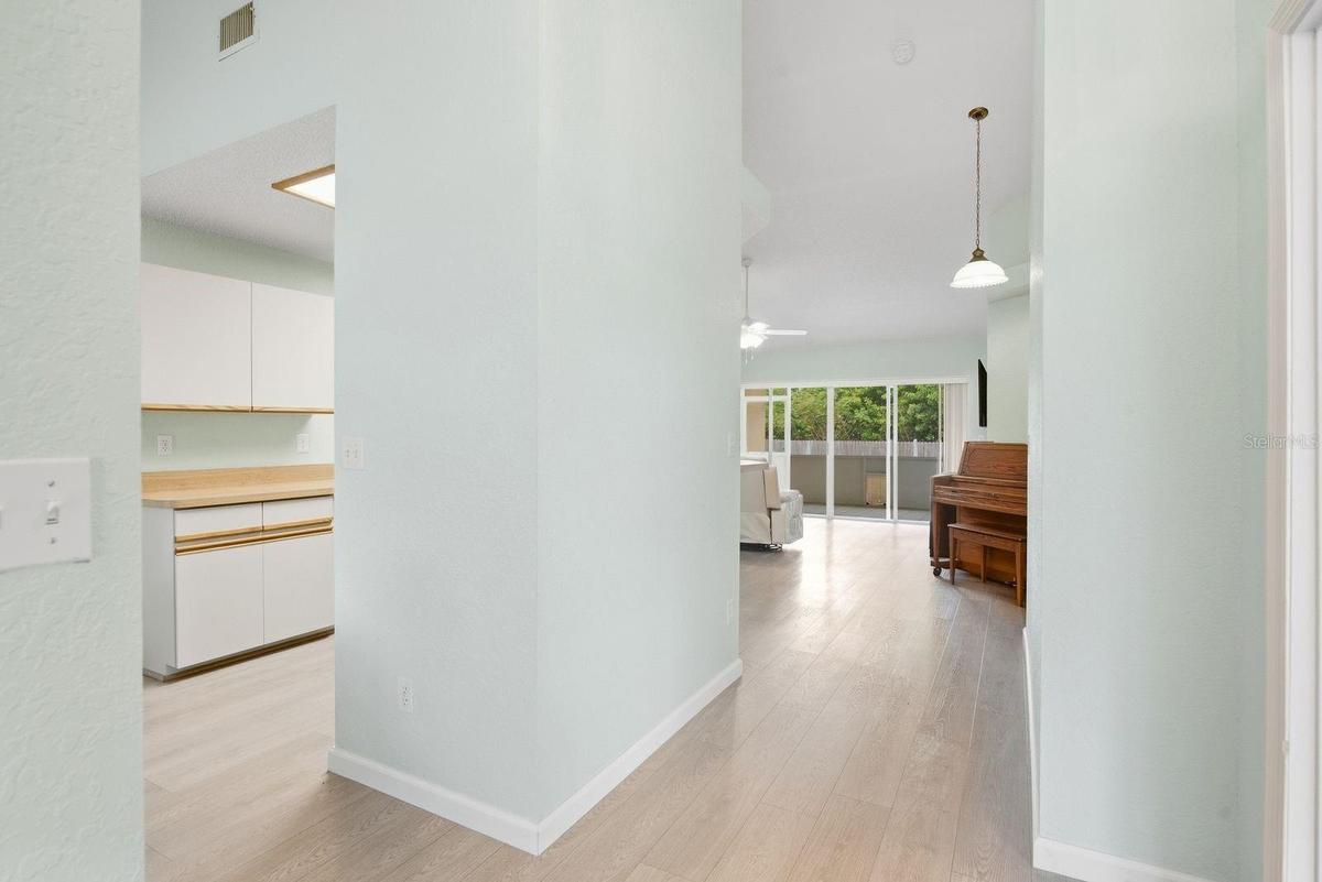 Easy flow from the hallway into the living spaces.