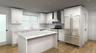 "Artist rendering"White shaker cabinetry, light-toned wood-finish flooring, white countertops, stainless steel appliances, and a central island