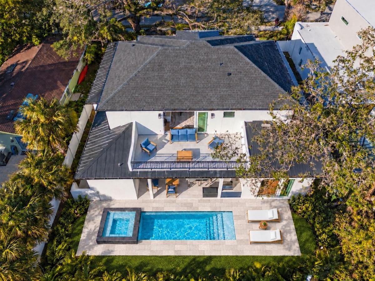 Pool installation projected to be complete in October. Virtually staged pool and pool deck.