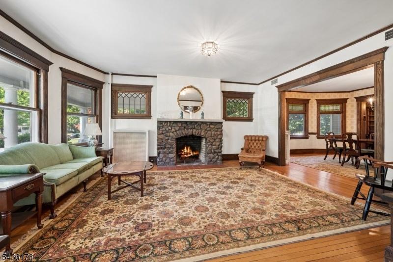 Living Room w/ Stone Fireplace