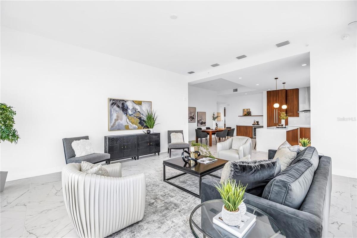 additional foot of ceiling height in great room in our Penthouse Citrine