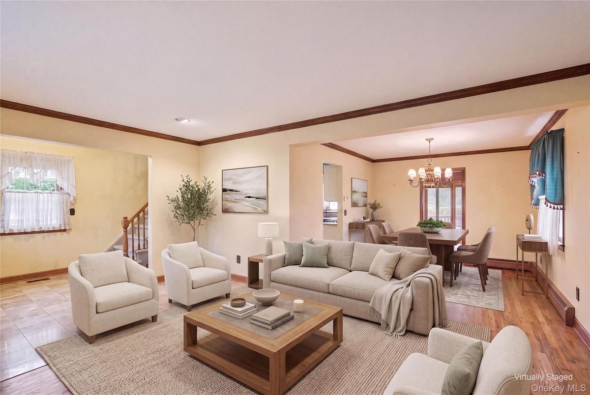 Virtually staged Living Room/Dining Room