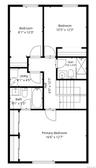 Unit 2 - Bedroom-level floor plan. Room dimensions are approximate.