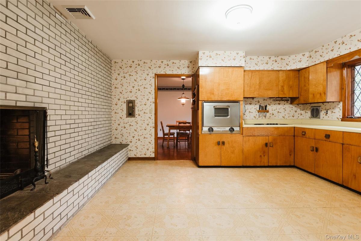 Kitchen with fireplace