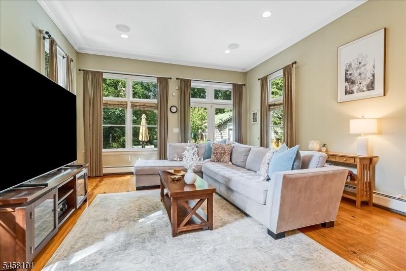 Family Room with high ceilings