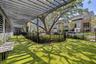 A shaded outdoor retreat for our four-legged friends.