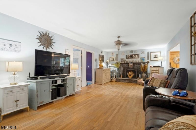 LR with wood burning fireplace
