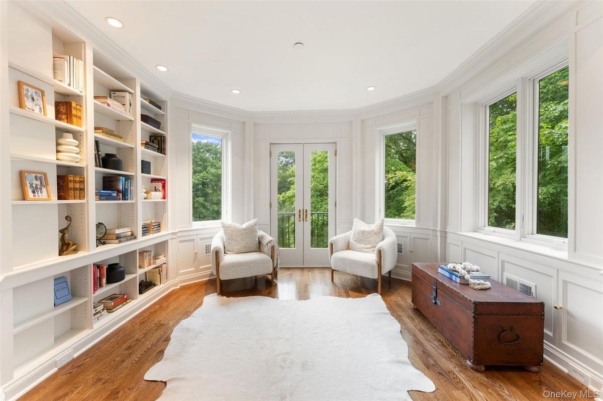 Library with built in shelving