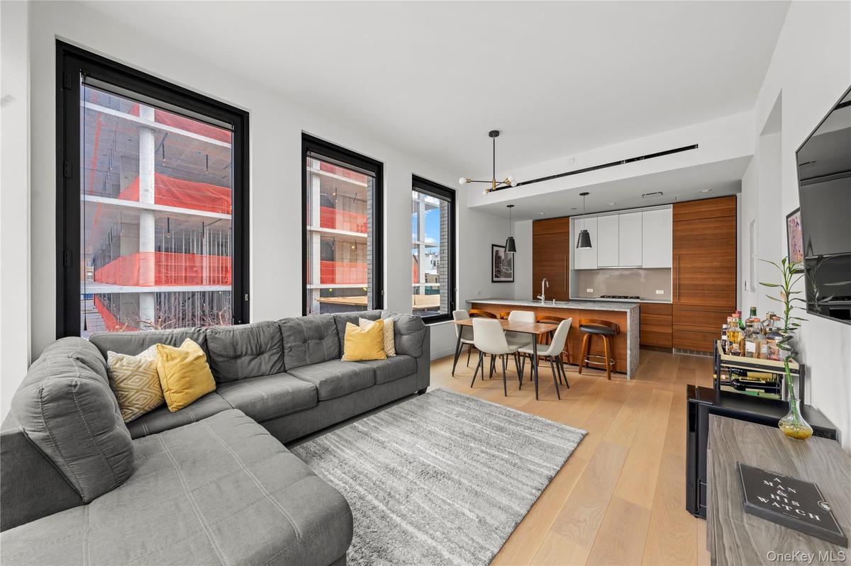 Living room with light wood-style floors