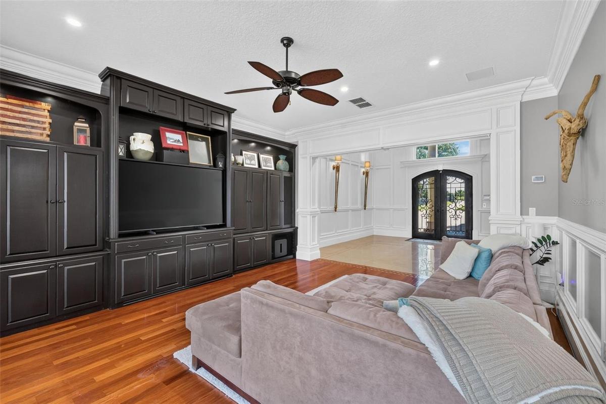 Living Room with Built In Cabinetry