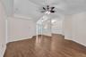 Vaulted ceilings make this living/dining room combination feel open and spacious.