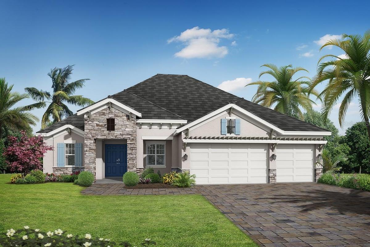 Medallion Home's Belize plan under construction in the gated community of Hampton Lakes. This home sits on a 4 acre homesite. This is an artist render