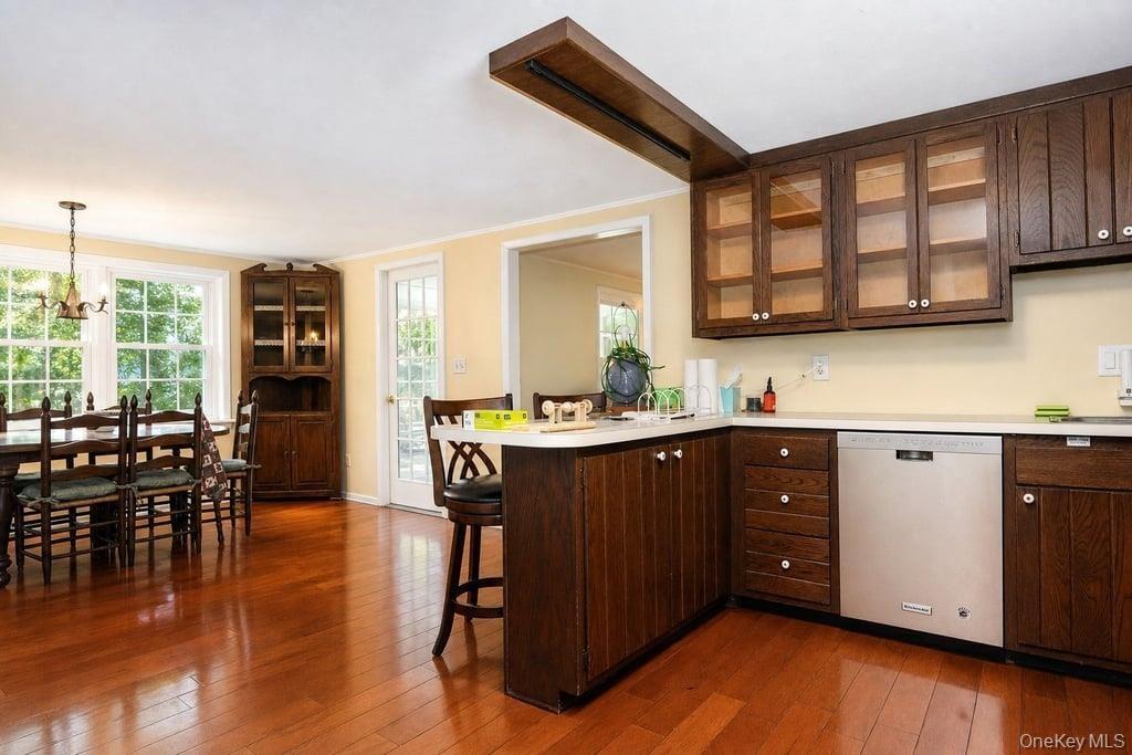 Kitchen opens to formal dining room