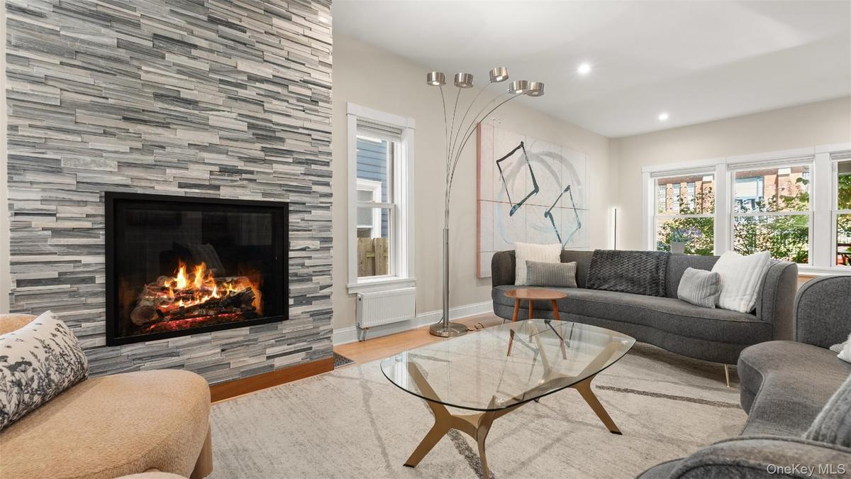 Gas fireplace.