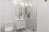 Mudroom bathroom accessible from Pool and Living room area