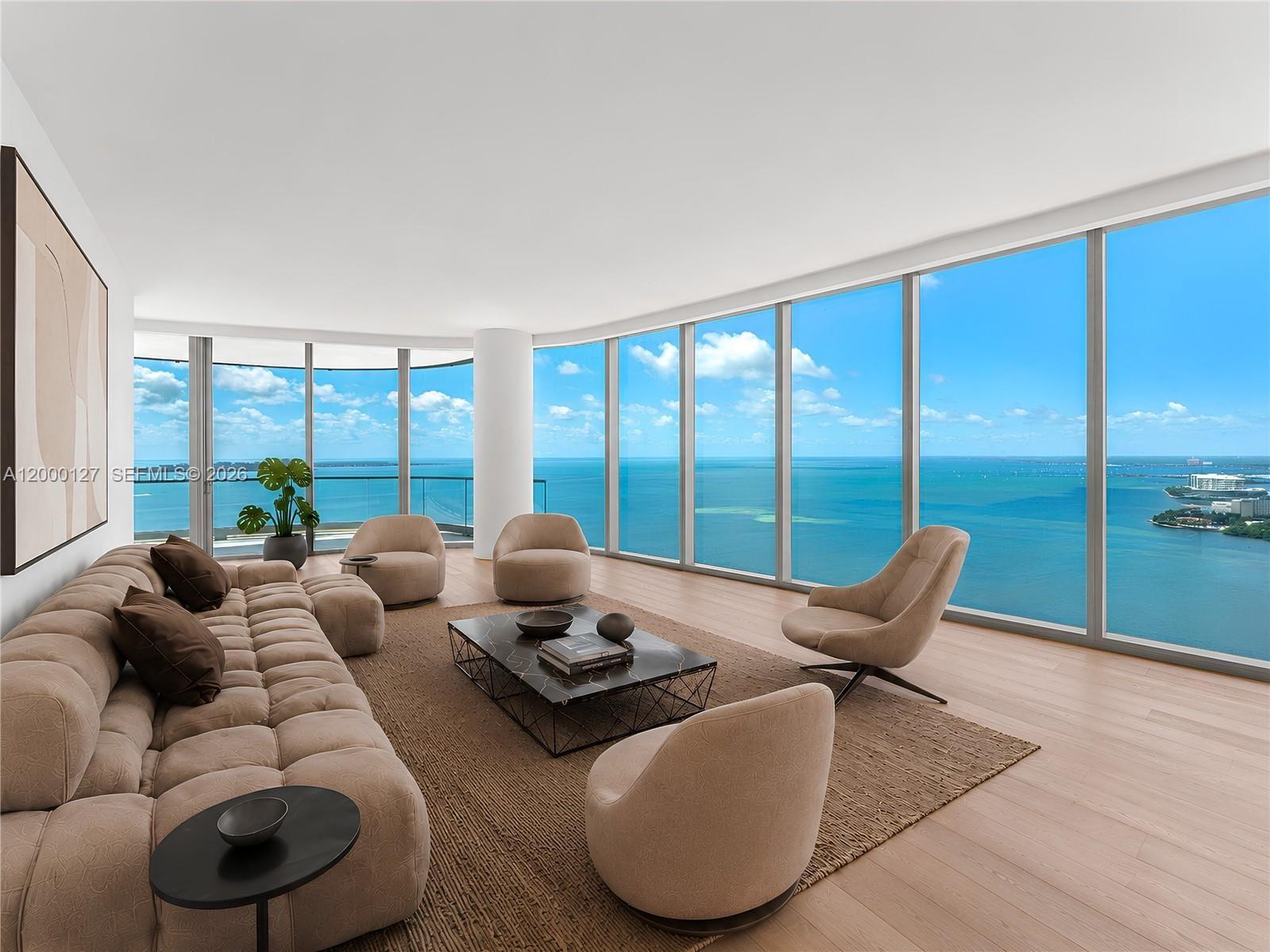 UNA Residences Brickell Living Room. Virtually Staged.
