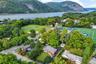 View of the house, sports fields and the Hudson River  and the Hudson Highland mountains from the air