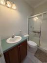 Hall bath, right off kitchen, 2nd bdrm, and garage