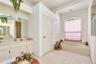 Relaxing soaking tub creates a comfortable spot to unwind.