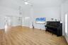 dining space can hold a long or circular table/chairs, open floor plan