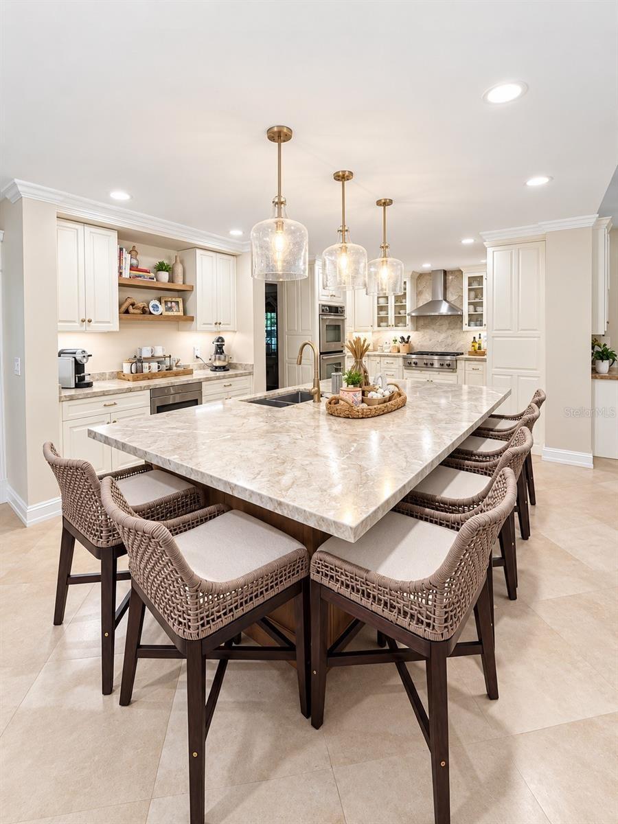 custom kitchen with quartzite