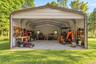 Virtually Stage Barn highlighting its storage capacity, workbench potential, and space for lawn or property-maintenance equipment.
