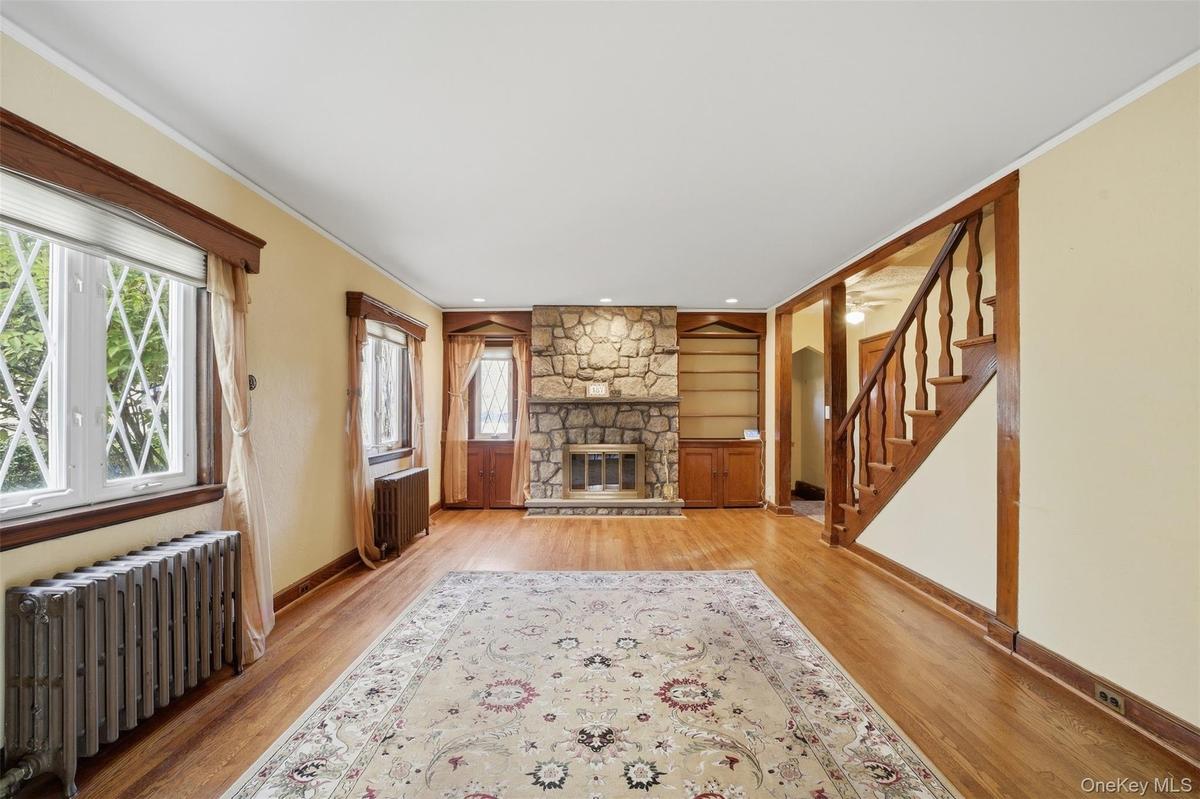 Living Room with Stone Fireplace