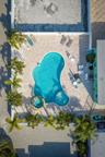 Aerial view of pool and additional area