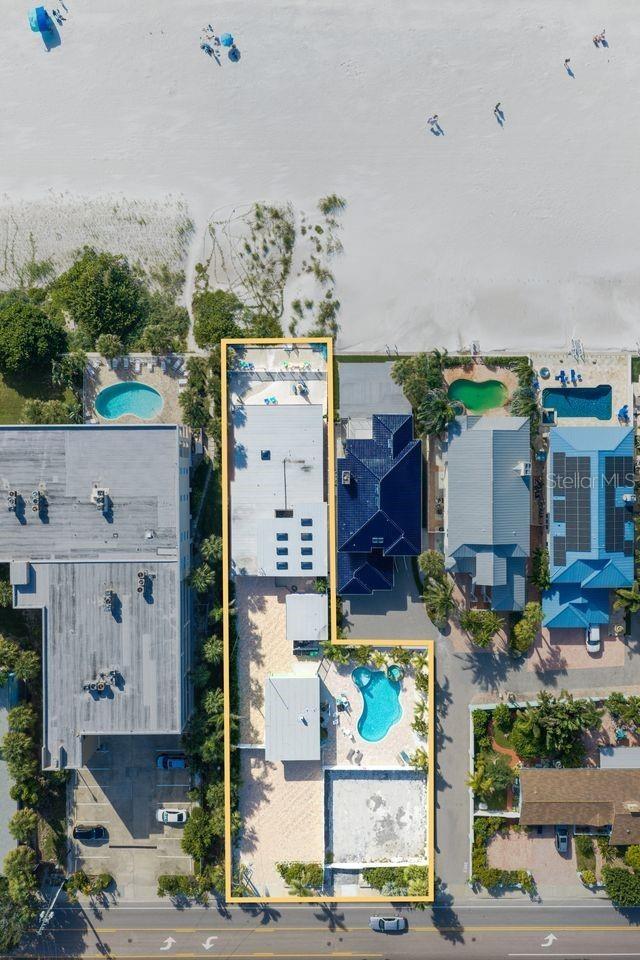 Property extends from 50 ft of beachfront, 275' of depth to 100' of Gulf boulevard frontage.