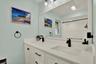 Primary bathroom with dual sink vanity