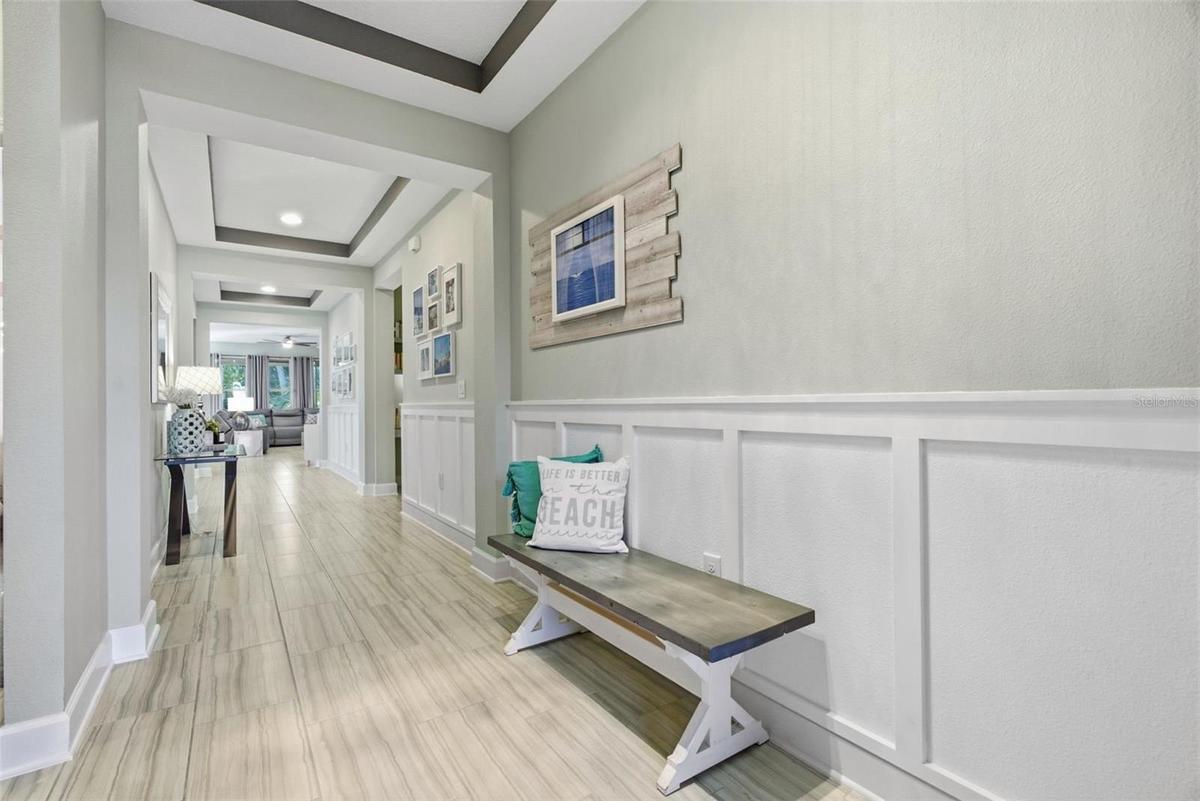 Entry foyer with board-and-batten wainscoting
