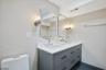Basement bathroom dual sinks