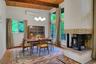 dinging area with fireplace