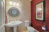 Powder Room Travertine Wall Accent Kohler IV Georges Faucets Accessories
