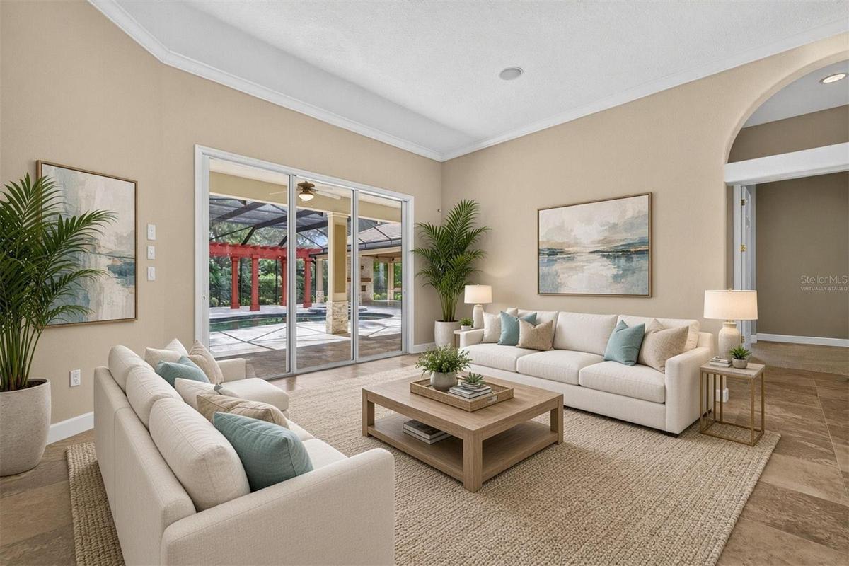 Virtually staged living room option 1