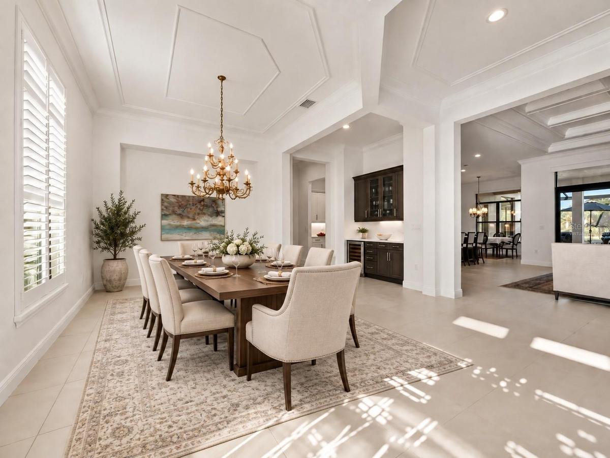 Virtually Staged, Formal Dining room with Built-in Bar
