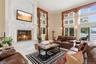Marble fireplace, walls of glass