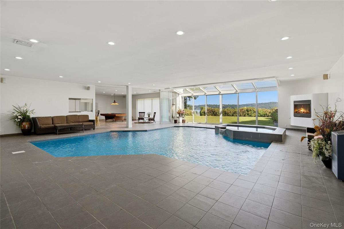 Indoor Pool and Spa with fireplace