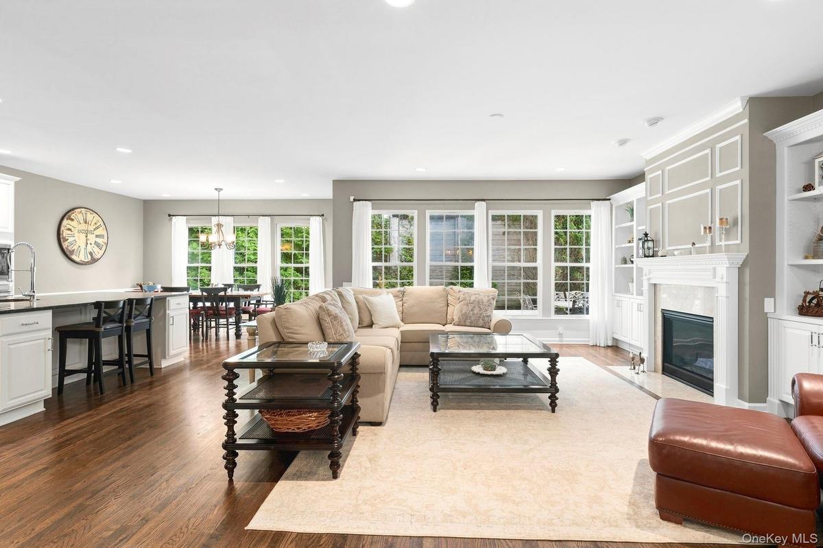 Living room with custom built-ins and fireplace