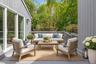 Virtually Staged Deck. Expansive grey painted wood deck featuring a railing system.