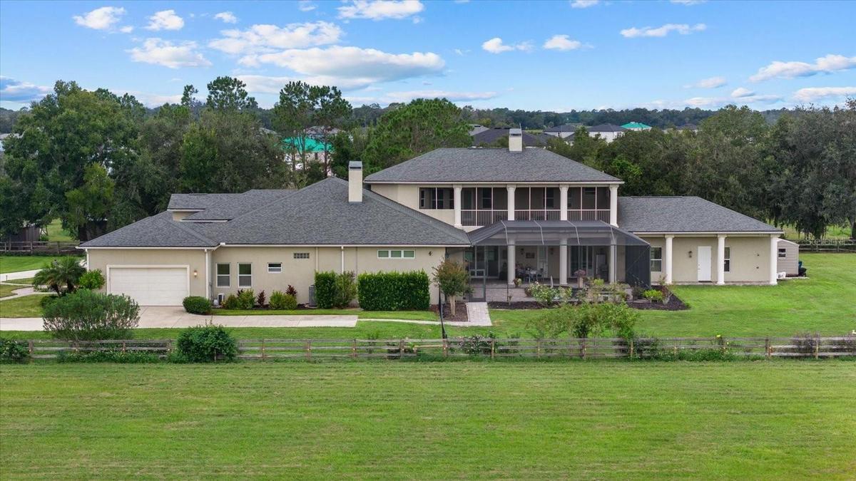 Aerial view of the home from the north