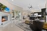 The family room, looking back towards the kitchen and breakfast nook
