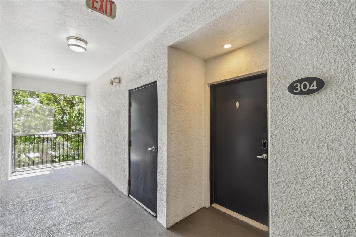 Entrance to condo, corner unit.