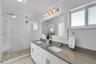 Extra Large shower with dual sinks, Hansgrove and delta faucets