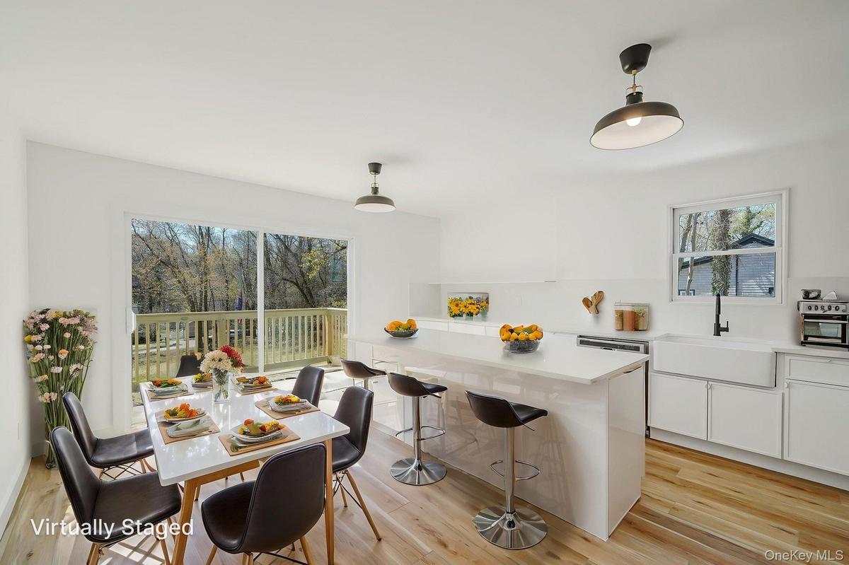 Dining space featuring healthy amount of natural light and light wood finished floors