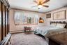 The 3rd bedroom, or primary bedroom, is located at the end of the hall and in the left corner of the front of the home.