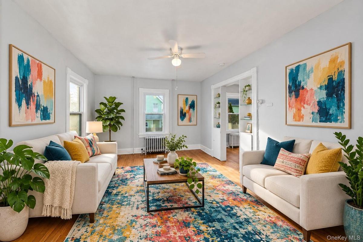 Living room, enhanced with virtual staging.