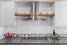 Furniture grade custom cabinetry with tile backsplash and every amenity