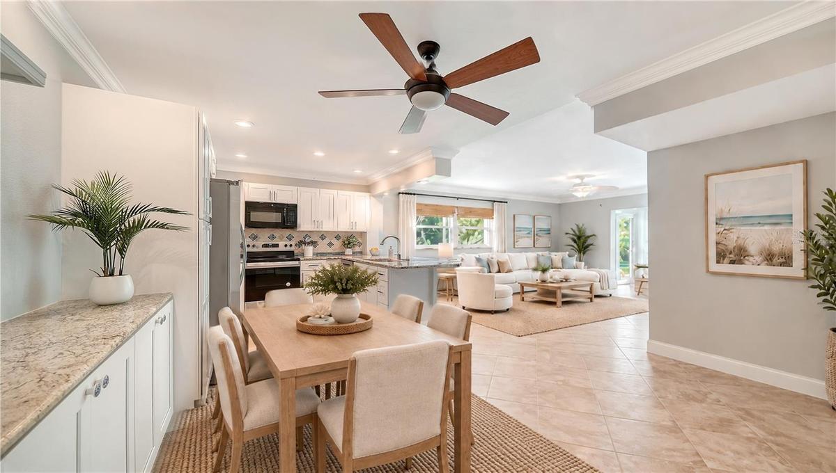 Virtually staged dining room.